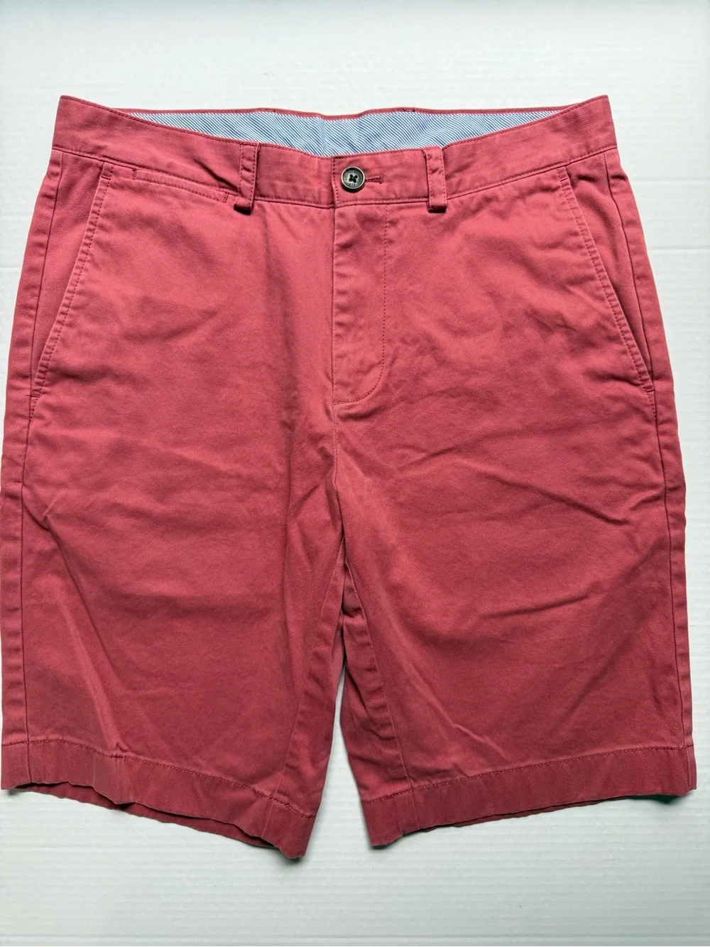 Brooks Brothers Coral Pink Flat-Front Cotton Shorts